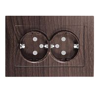 Розетка двухместная UNIVersal серия Афина с/з, з/ш, с/у, 16А, 220В, венге (еврослот), механизм | код A0050-V | Universal