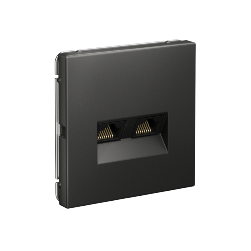 ARTGALLERY РОЗЕТКА двойная компьютерная RJ45+RJ45, кат. 5е, механизм, БАЗАЛЬТ | код GAL001485 | Systeme Electric фото 3