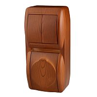 Ната Выключатель х2 +розетка с/з с/кр сосна верт | код 710-0800-173 | LEZARD