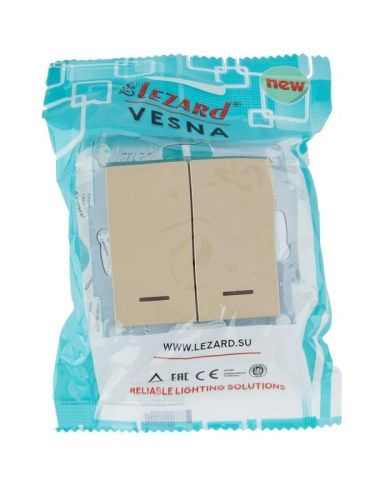 VESNA Выключатель двойной с подсветкой золото | код 742-3688-112 | LEZARD фото 5