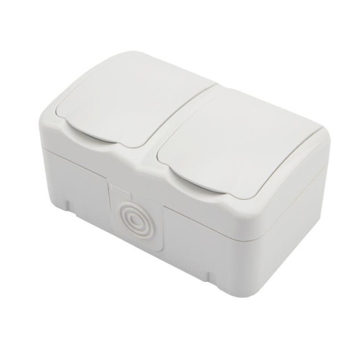 БлокОП2розеткигоризонт.MiniOGсзаземл.IP54бел. | код KR-78-0606 | Kranz