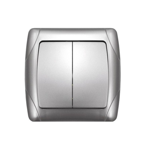 Выключатель 2-кл. СП Маргарита 10А IP20 серебр. UNIVersal | код М0023-S | Universal Выключатель 2-кл. СП Маргарита 10А IP20 серебр. UNIVersal | код М0023-S | Universal