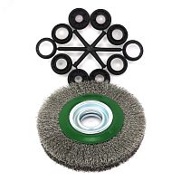 Щетка дисковая Д150x22x32+адаптеры, ворс гофр нерж сталь 0,30 (13-063) | код EB-LSS3 | EuroBrush
