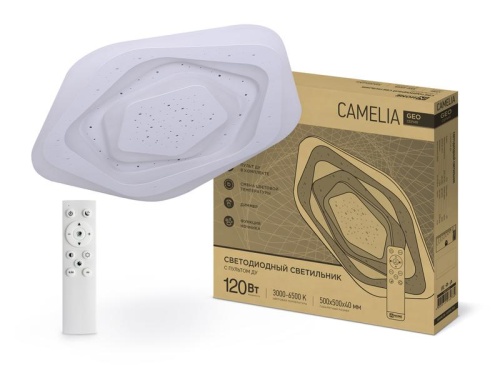 Светильник светодиодный GEO CAMELIA 120Вт 230В 3000-6500К 8400лм 500х40мм с пультом ДУ | код 4690612035796 | IN HOME