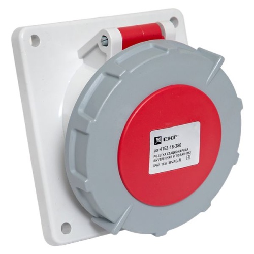 Розетка стационарная внутренняя угловая 4152 3Р+РЕ+N 16А 380В IP67 PROxima | код ps-4152-16-380 | EKF фото 2