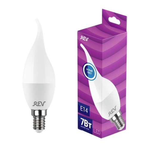 Лампа светодиодная 7Вт FC37 свеча 4000К нейтр. бел. E14 600лм 180-240В REV 32352 5 Лампа светодиодная 7Вт FC37 свеча 4000К нейтр. бел. E14 600лм 180-240В REV 32352 5