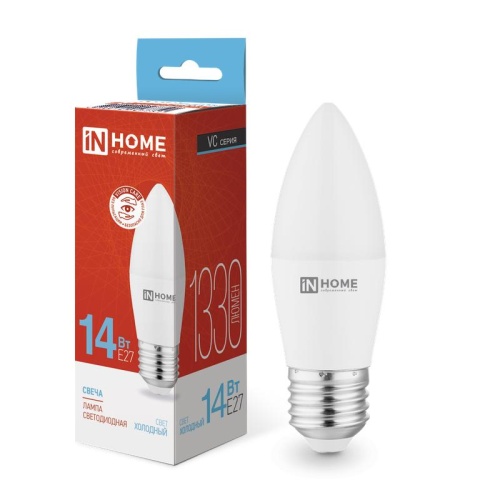 Лампа светодиодная LED-СВЕЧА-VC 14Вт E27 6500К 1330лм | код 4690612047751 | IN HOME