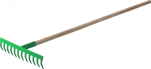 Грабли стальные 310x80x1300 мм, 12 прямых зубьев, деревянный черенок | код 421901-12 | РОСТОК