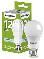 Лампа светодиодная A60 груша 12Вт 230В 6500К E27 GENERICA | код LL-A60-12-230-65-E27-G | IEK