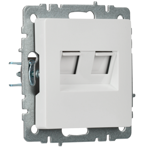 BRITE Розетка компьютерная двойная кат.5E RJ45 РК10-2-БрБ белый | код BR-K20-1-K01 | IEK фото 3