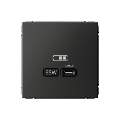ARTGALLERY USB РОЗЕТКА тип-С 65Вт высокоскор.заряд. QC, PD, механизм, БАЗАЛЬТ | код GAL001427 | Systeme Electric