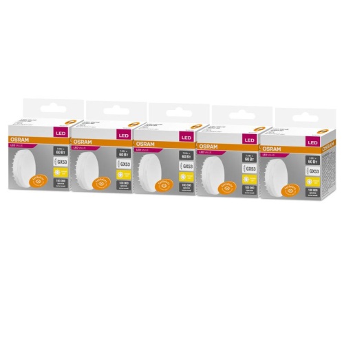 Лампа светодиодная Value GX5360 7W/827 7Вт GX53 230В (уп.5шт) OSRAM
