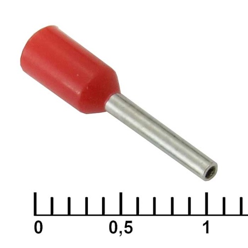 Наконечник втулочный изолированный RUICHI DN00508, 1x8 мм, 0.5 мм?, красный | код 90950 | Ruichi