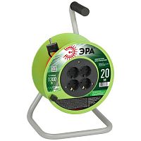 Удлинитель силовой RP-4e-3х0.75-20m на пластиковой катушке c заземлением 4 розетки 20м ПВС 3х0,75мм2 | код Б0056096 | ЭРА
