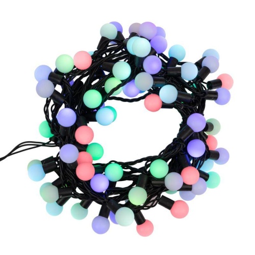 Гирлянда светодиодная "Мультишарики" 10м d23мм 80LED RGB 4Вт IP65 230В быстрая смена цвета провод ПВХ черн. (нужен блок 303-5000) Neon-Night 303-519