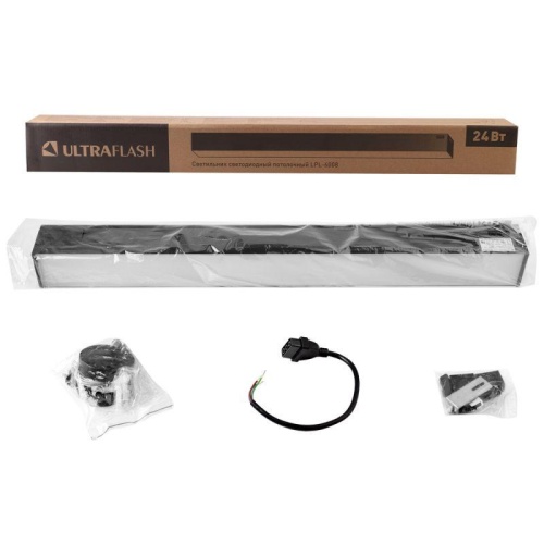 Светильник светодиодный офисный LPL-6008 600х55х55 24Вт 4000К LED черн. Ultraflash 15546 фото 2