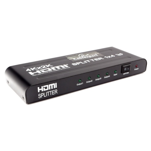Разветвитель HDMI Cablexpert DSP-4PH4-02, HD19F/4x19F, 1 компьютер => 4 монитора, Full-HD, 3D, 1.4v, каскадируемый | код DSP-4PH4-02 | Cablexpert