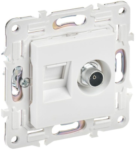 SKANDY Розетка двойная TV+RJ45 кат.5E SK-A14W арктический белый IEKновинка | код SK-AK20-1-K01 | IEK