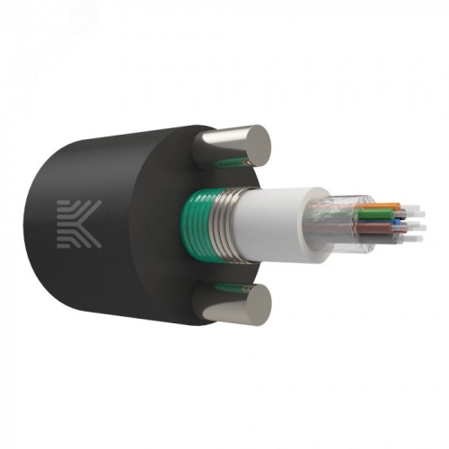 Кабель оптический в канализацию с ЦТ. периферийные силовые элементы стальная проволока. бронированный стальной лентой. G.652.D. 8 волокон. 2.7 кН | код КОС-ОКГ-8хG.652.D-ТС 2.7кН | KOSCAB