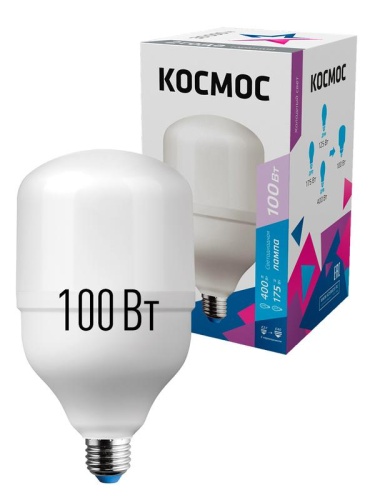 Лампа светодиодная LED 100Вт 220В E40 D160х270 6500К дневной 8300 лм Космос | код LksmHWLED100WE2765 | КОСМОС