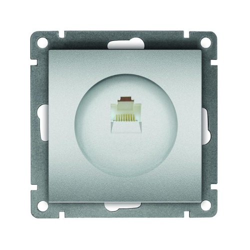Розетка компьютерная 1-м СП Афина RJ45 кат.5E механизм серебр. | код A0051-S | Universal