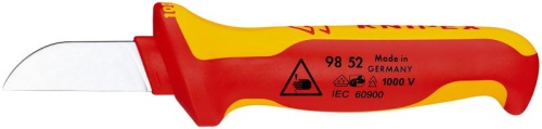 Нож для кабеля VDE 1000В L-190мм диэлектрический 2-компонентная рукоятка Knipex | код KN-9852 | KNIPEX