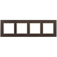 Рамка на 4 поста, стекло, Эра Elegance, мокко+сл.кость, 14-5104-31 | код Б0034539 | ЭРА
