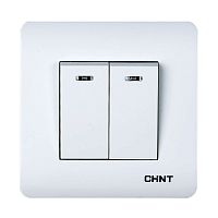 2-клавишный проходной выключатель с LED-подсветкой 10А 250В (CHINT) | код 715386 | CHINT