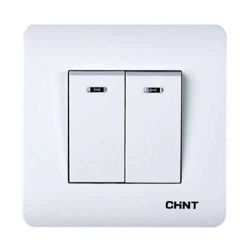 2-клавишный проходной выключатель с LED-подсветкой 10А 250В (CHINT) | код 715386 | CHINT