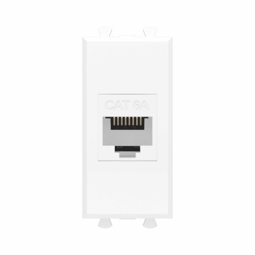 Компьютерная розетка RJ-45 без шторки модульная , кат.6А, Avanti, Белое облако, 1 модуль | код 4400671 | DKC