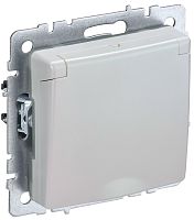 BRITE Розетка 1-местная с заземлением с защитными шторками и крышкой 16А IP44 РСбш10-3-44-БрЖ жемчуг | код BR-R16-16-44-K36 | IEK