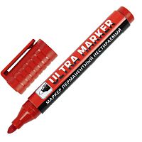 Маркер перманентный ULTRA MARKER, КРАСНЫЙ, 3,5 мм, с клипом, BRAUBERG, 152205 | код 152205 | BRAUBERG