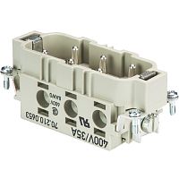 Вилочная контактная вставка REVOS POWER, Size 16, винтовая фиксация, 6 полюсов + РЕ, 400 V, 35 A, Size 16 материал контактов: медный сплав, покрытие контактов: серебро | код 70.210.0653.0 | Wieland