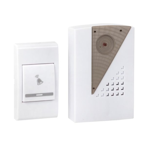 Звонок беспр, на батарейках 004 (бел,-сер, 36 мелод, с индик, 2х1,5В АA дист, 80м,) Basic | код DBB-A-004 | EKF фото 2