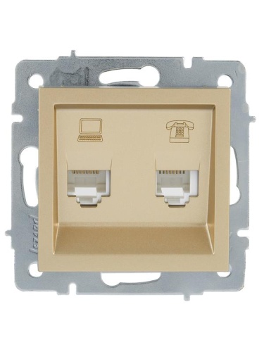 VESNA Розетка компьютер+телефон золото | код 742-3688-143 | LEZARD фото 2 VESNA Розетка компьютер+телефон золото | код 742-3688-143 | LEZARD фото 2