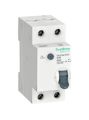 City9 Set Авт. выкл. диф. тока (АВДТ) 1P+N С 25А 6kA 10мА Тип-A 230В | код C9D61625 | Systeme Electric