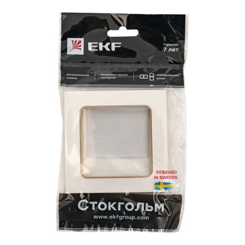 Стокгольм Рамка 1-местная белая с линией цвета шампань PROxima | код EYM-G-302-10 | EKF фото 5