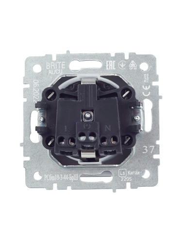 BRITE Розетка 1-местная с заземлением с защитными шторками и крышкой 16А IP44 РСбш10-3-44-БрШ шампань | код BR-R16-16-44-K37 | IEK фото 2