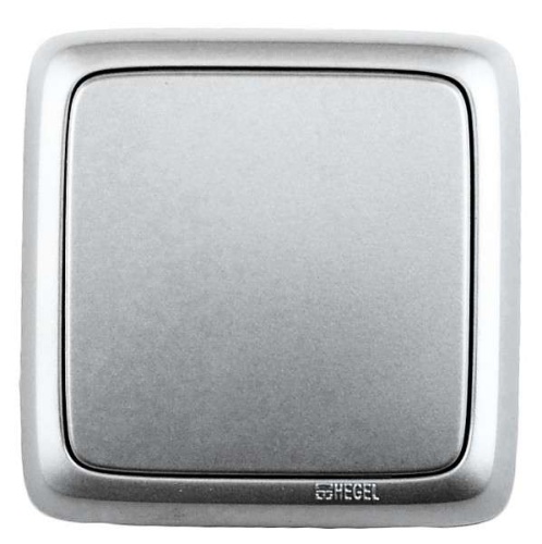 Выключатель одноклавишный наружный с изоляционной пластиной серебро 16А | код ВА16-113-06 | HEGEL