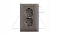 Basic 55 - Розетка 2x2P+E нем. стд. (шато-черный, блистер) | код 2014-0-1477-00.00-03.02-01.00 | ABB