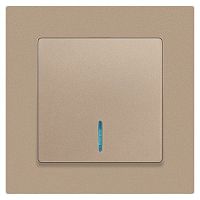 Выключатель Intro Accent 6-102-04 с подсветкой, 10А-250В, IP20, СУ, AL/CU, шампань | код Б0063475 | ЭРА