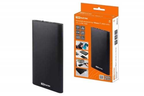 Внешний аккумулятор Юкон 1, 6000 mAh, 2 А, 2 USB, TDM | код SQ1703-0001| TDM