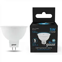 Лампа светодиодная LED 5 Вт 530 лм 6500К AC150-265В GU5.3 софит MR16 холодная Black | код 101505305 | GAUSS