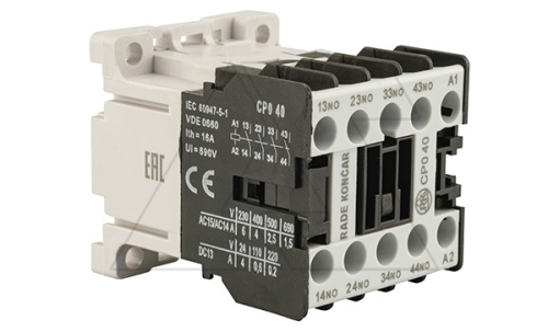 Контактор CP0 40 220/230 V 50Hz, 4NO, 6A(230VAC)/4A(400VAC) по АС-15, 220/230VAC | код EACS34953 | Rade Koncar