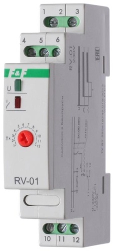 Реле времени RV-01 (задержка вкл. (1..120сек) 230В 16А 1перекл. IP20 монтаж на DIN-рейке) F&F EA02.001.007