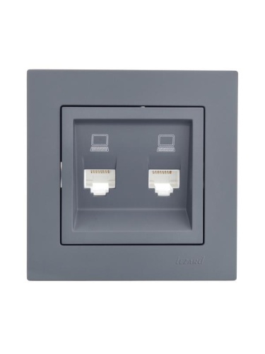 Розетка компьютерная 2-м СП Vesna механизм графит LEZARD 742-3488-141 фото 4