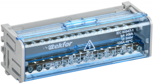 TEKFOR Шины на DIN-рейку (кросс-модуль) ШНК 2х15 L+PEN IEK | код TF-DN10-2-15-125 | IEK
