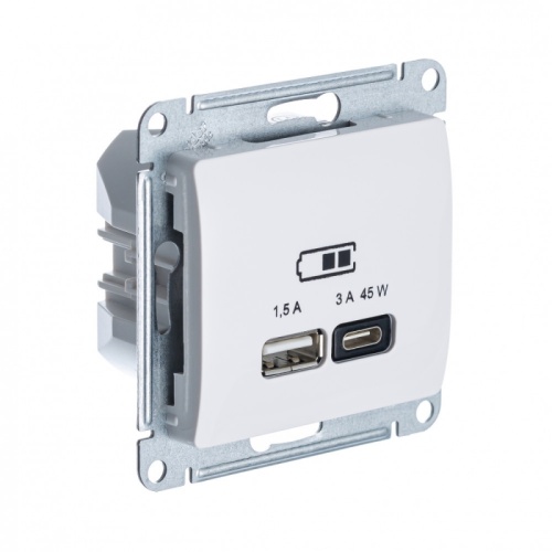 GLOSSA USB РОЗЕТКА А + тип-С 45Вт высокоскор.заряд. QC, PD, механизм, БЕЖЕВЫЙ | код GSL000229 | Systeme Electric