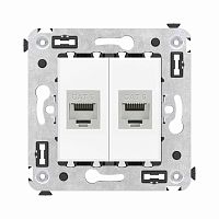 Компьютерная розетка RJ-45 без шторки в стену, кат.6 двойная экранированная, Avanti, Белое облако | код 4400794 | DKC