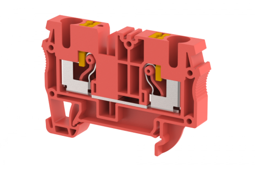 Клемма проходная PUSH-IN 6 мм2, на 2 подключения, красная PQ6-RED | код 3104010002 | Elmex